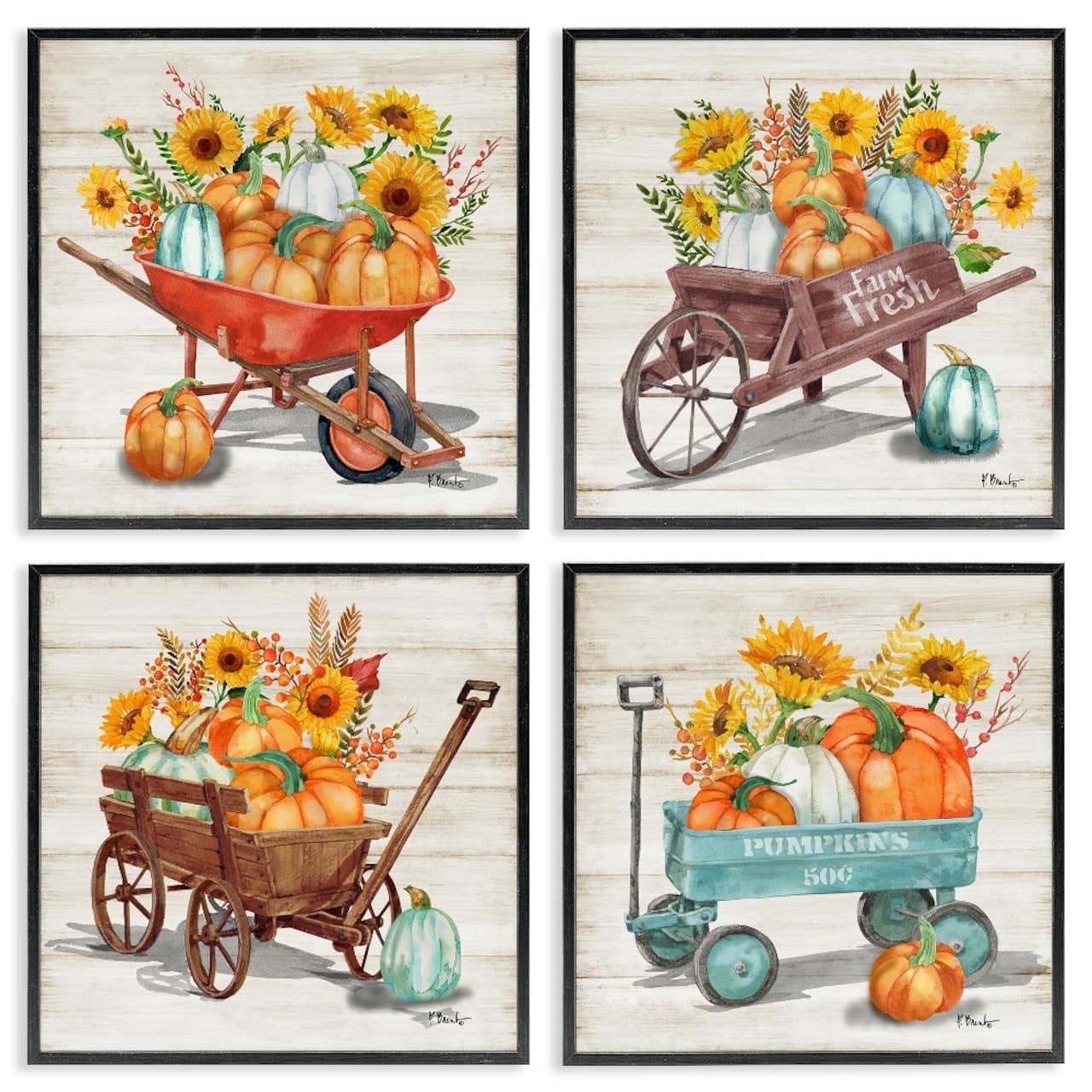 Stupell Industries Autumn Harvest Wagons Framed Giclee Art